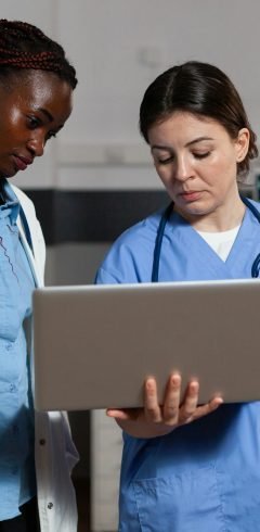 African american doctor health specialist and assistant